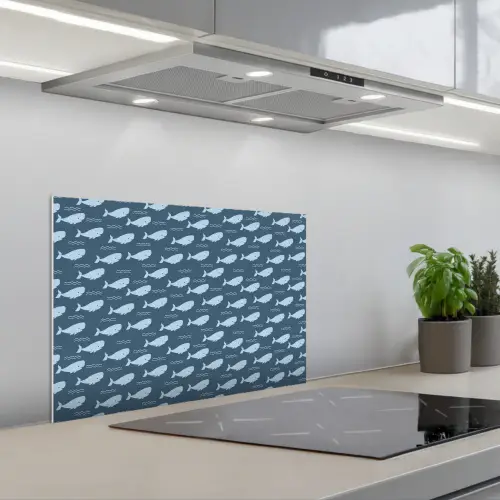 Klein - Oceaan - Golven - Blauw keuken achterwand spatscherm klein 900 -3d_schuin