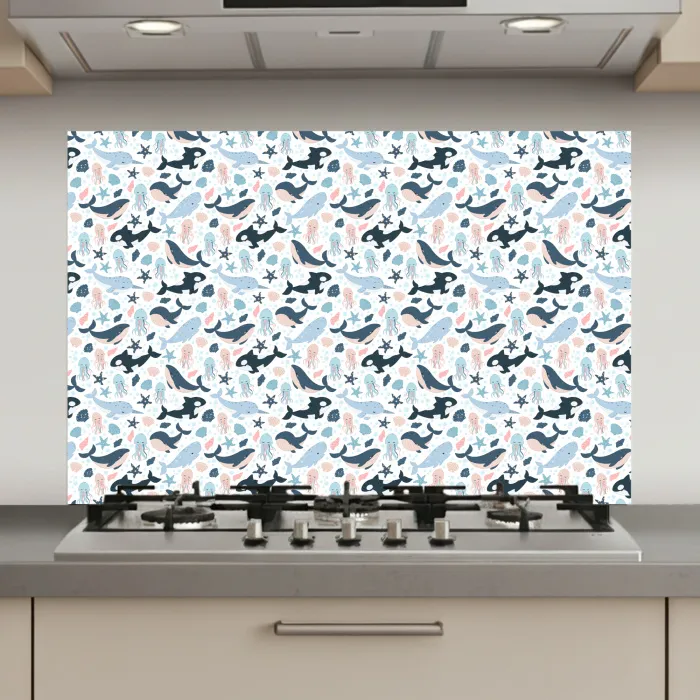 Klein - Oceaan - Walvissen - Octopus keuken achterwand spatscherm klein 900 -3d_website