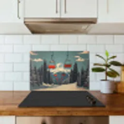 Sneeuw - Skilift - Rood - Bomen keuken achterwand spatscherm klein -sfeer2