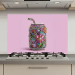 Frisdrankblikje - Bloemenpatroon - Edelstenen - Kleurrijk keuken achterwand spatscherm klein -3d_website