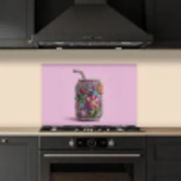 Frisdrankblikje - Bloemenpatroon - Edelstenen - Kleurrijk keuken achterwand spatscherm klein -sfeer1