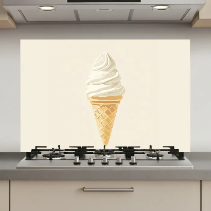 Softijs - Hoorntje - Wit keuken achterwand spatscherm klein -3d_website