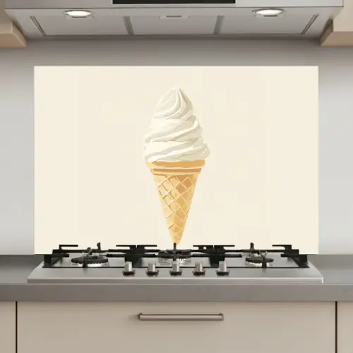 Softijs - Hoorntje - Wit keuken achterwand spatscherm klein -3d_website