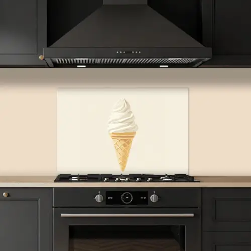 Softijs - Hoorntje - Wit keuken achterwand spatscherm klein -sfeer1