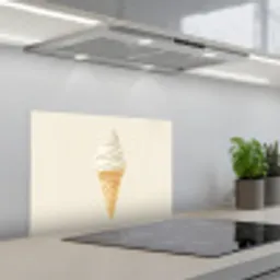 Softijs - Hoorntje - Wit keuken achterwand spatscherm klein -3d_schuin