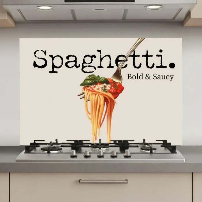 Spaghetti - tomatensaus - Parmezaanse kaas keuken achterwand spatscherm klein -3d_website