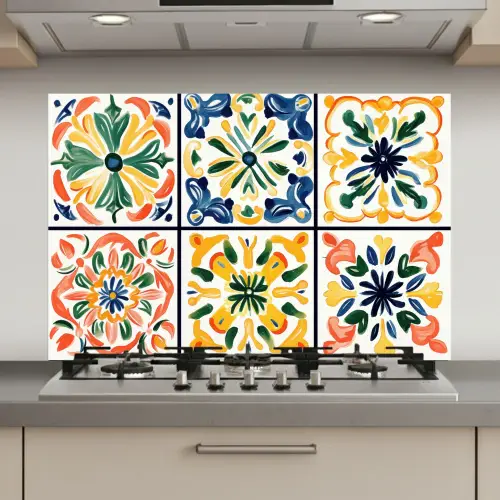 Spaans - Tegels - Keramiek - Bloemen keuken achterwand spatscherm klein -3d_website