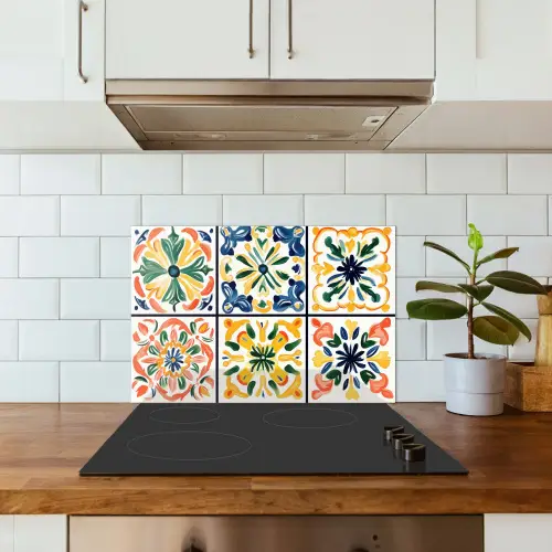 Spaans - Tegels - Keramiek - Bloemen keuken achterwand spatscherm klein -sfeer2
