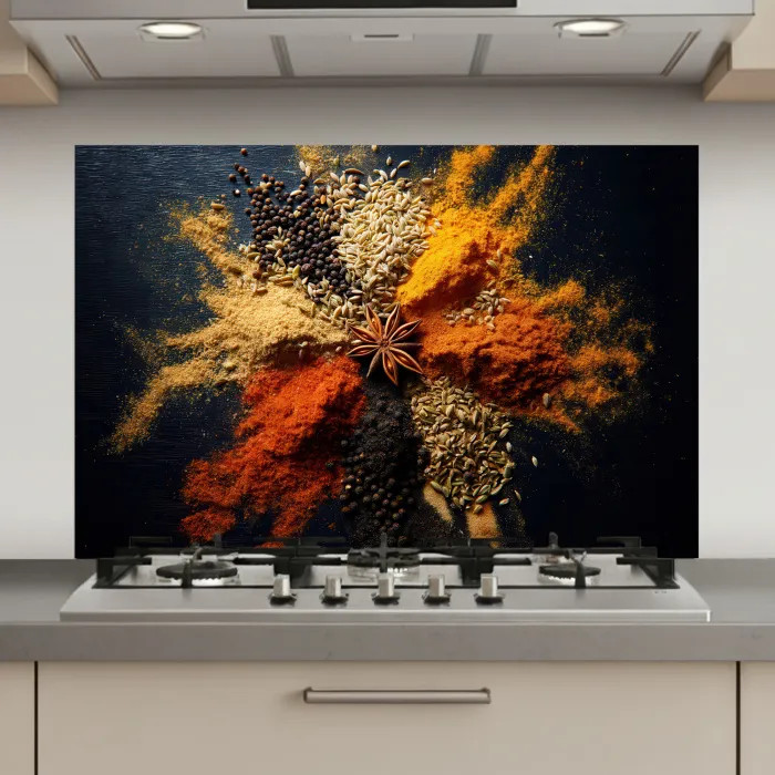 Specerijen - Explosie - Oranje keuken achterwand spatscherm klein -3d_website