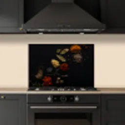 Specerijen - Kruiden - Noten - Lavendel - Zwart keuken achterwand spatscherm klein -sfeer1