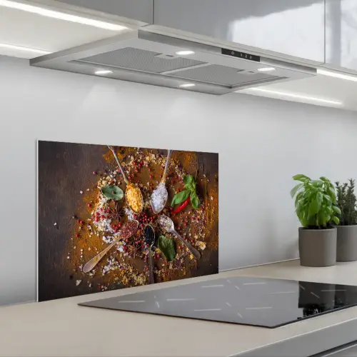 Specerijen - Kruiden - Lepels - Zout - Bruin - Keuken keuken achterwand spatscherm klein -3d_schuin