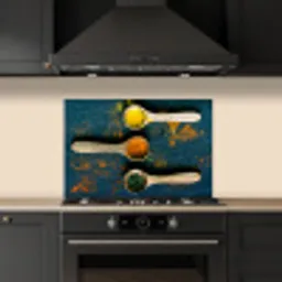 Specerijen - Lepel - Kruiden - Bruin - Geel - Groen keuken achterwand spatscherm klein -sfeer1