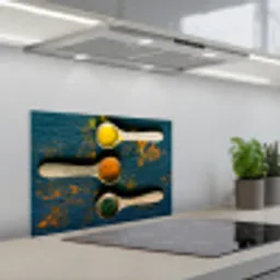 Specerijen - Lepel - Kruiden - Bruin - Geel - Groen keuken achterwand spatscherm klein -3d_schuin