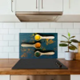 Specerijen - Lepel - Kruiden - Bruin - Geel - Groen keuken achterwand spatscherm klein -sfeer2