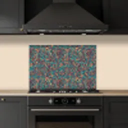 Spat - Abstract - Oranje - Groen keuken achterwand spatscherm klein 900 -sfeer1