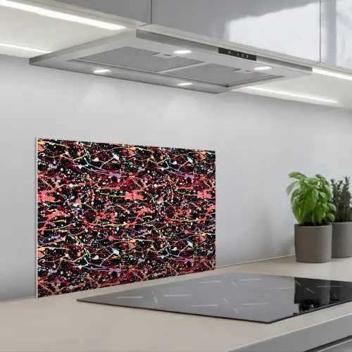Spat - Abstract - Waterverf - Zacht keuken achterwand spatscherm klein 900 -3d_schuin