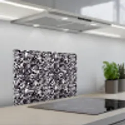 Spat - Stippen - Zwart - Wit keuken achterwand spatscherm klein 900 -3d_schuin