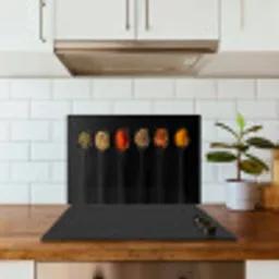 Lepels - Specerijen - Zwart - Kruiden - Rustiek keuken achterwand spatscherm klein -sfeer2