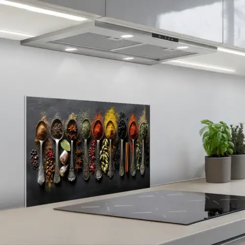 Lepels - Specerijen - Kaneel - Chili keuken achterwand spatscherm klein -3d_schuin