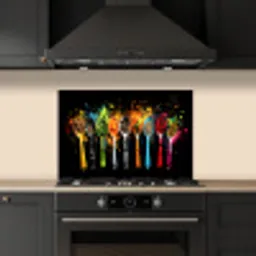 Lepels - Kruiden - Modern - Graffiti - Verf - Kleurrijk keuken achterwand spatscherm klein -sfeer1