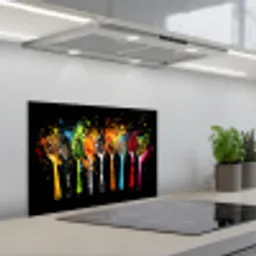 Lepels - Kruiden - Modern - Graffiti - Verf - Kleurrijk keuken achterwand spatscherm klein -3d_schuin