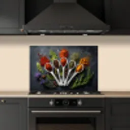 Lepels - Wit - Poeder - Kruiden keuken achterwand spatscherm klein -sfeer1