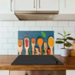 Lepels - Hout - Kruiden - Specerijen keuken achterwand spatscherm klein -sfeer2