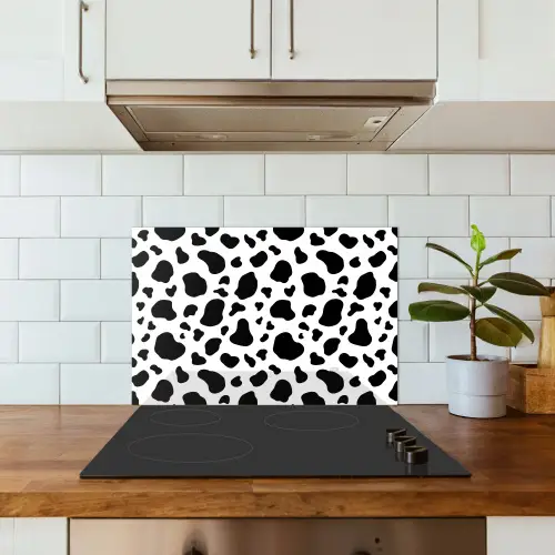 Vlekken - Zwart - Wit - Koe keuken achterwand spatscherm klein 900 -sfeer2