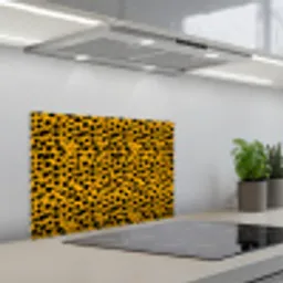 Vlekken - Oranje - Luipaard keuken achterwand spatscherm klein 900 -3d_schuin