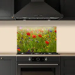 Lente - Bloemen - Rood - Klaproos - Gras - Groen keuken achterwand spatscherm klein -sfeer1