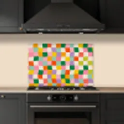 Vierkanten - Kleurrijk - Golvend keuken achterwand spatscherm klein -sfeer1