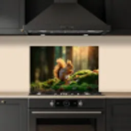 Eekhoorn - Nootje - Gras keuken achterwand spatscherm klein -sfeer1