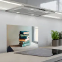 Stapel - Boeken - Groen - Daglicht keuken achterwand spatscherm klein -3d_schuin