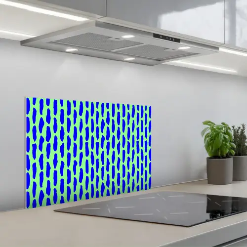 Vlekken - Groen - Blauw - Neon keuken achterwand spatscherm klein 900 -3d_schuin