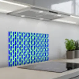 Vlekken - Groen - Blauw - Neon keuken achterwand spatscherm klein 900 -3d_schuin
