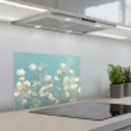 Stengels - Bloemen - Lucht - Wit keuken achterwand spatscherm klein -3d_schuin