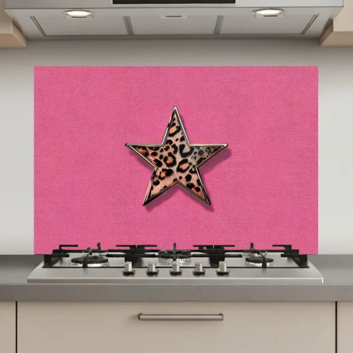 Ster - Luipaard - Print - Roze keuken achterwand spatscherm klein -3d_website