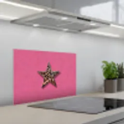 Ster - Luipaard - Print - Roze keuken achterwand spatscherm klein -3d_schuin