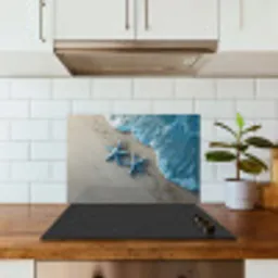 Zeesterren - Zand - Zee - Blauw keuken achterwand spatscherm klein -sfeer2