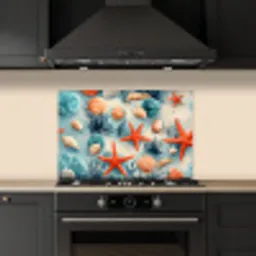 Zeesterren - Schelpen - Illustratie - Zand keuken achterwand spatscherm klein -sfeer1
