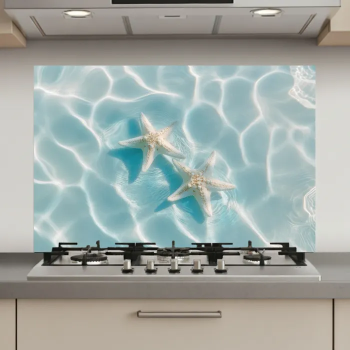 Zeesterren - Golvend water - Rustgevend keuken achterwand spatscherm klein -3d_website