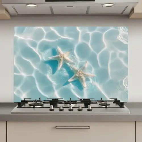 Zeesterren - Golvend water - Rustgevend keuken achterwand spatscherm klein -3d_website