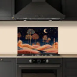 Sterrenhemel - Palmen - Rivier keuken achterwand spatscherm klein -sfeer1