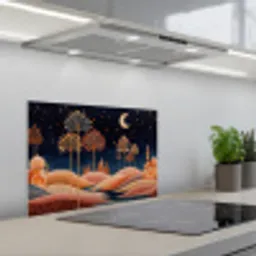 Sterrenhemel - Palmen - Rivier keuken achterwand spatscherm klein -3d_schuin