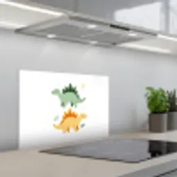Sterren - Stegosaurussen - Blaadjes - Groen keuken achterwand spatscherm klein -3d_schuin