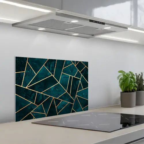 Stenen - Goud - Luxe - Patronen - Abstract keuken achterwand spatscherm klein -3d_schuin
