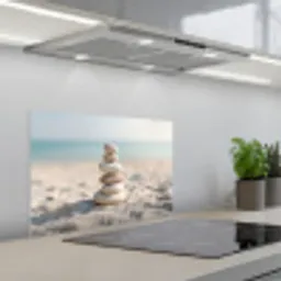 Stenen - Stapel - Zand - Zee keuken achterwand spatscherm klein -3d_schuin