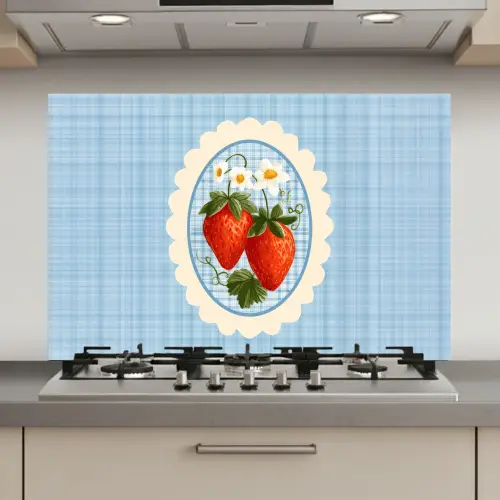 Aardbeien - Lijst - Rood - Geruit keuken achterwand spatscherm klein -3d_website