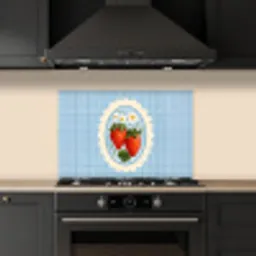 Aardbeien - Lijst - Rood - Geruit keuken achterwand spatscherm klein -sfeer1