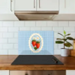 Aardbeien - Lijst - Rood - Geruit keuken achterwand spatscherm klein -sfeer2